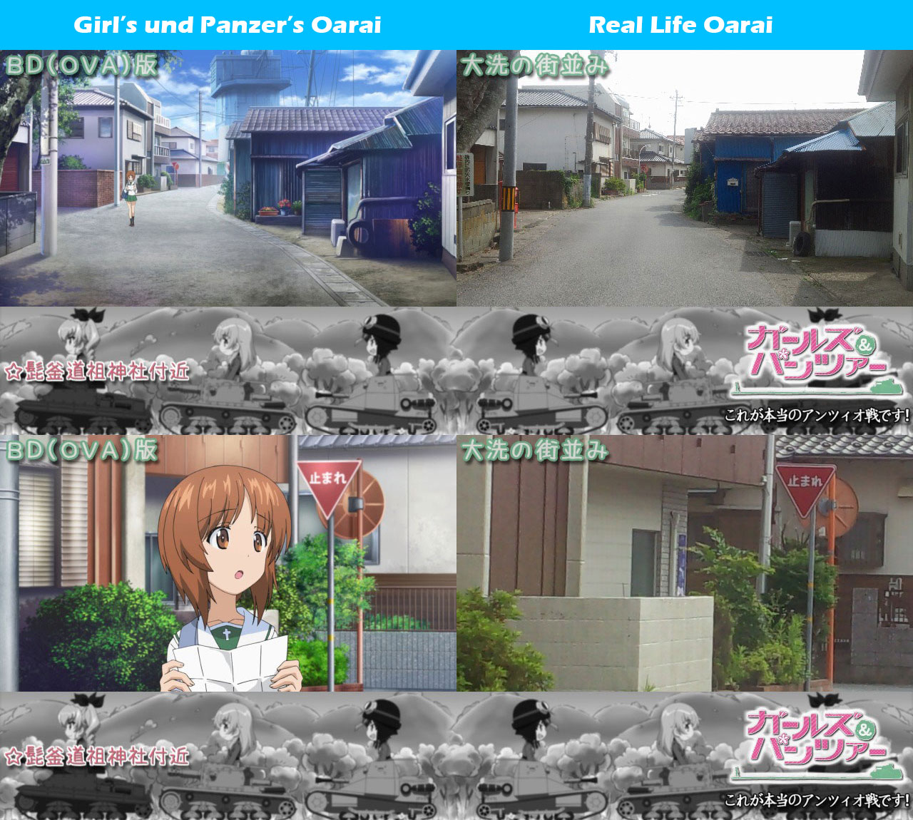 Girls-Und-Panzer-Kore-Ga-Hontou-No-Anzio-Sen-Desu-Real-Life-Comparison-Oarai
